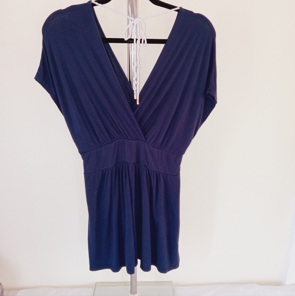 Boston Proper Navy Vneck/Back Kimono Style Top Medium